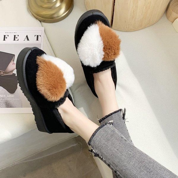 

boots 2021 ladies classic style snow winter warm suede flat shoes anti-fleece ankle large m1566, Black