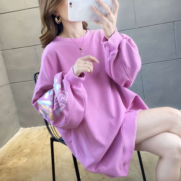 

lazy sweater middle long 2020 new women's korean spring and autumn thin loose foreign style ins fashion top, Black