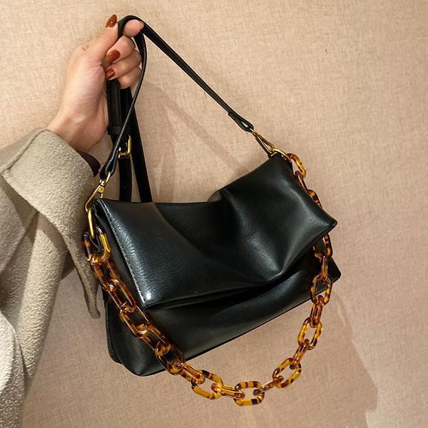 

high-end acrylic chain western style shoulder bag 2021 new wild atmospheric women designer winter fashion messenger bag