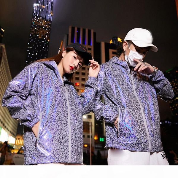 

men jacket casual hip hop fashion windbreaker reflective camouflage jacket men and women lovers coat hooded fluorescent couple clothing, Black;brown