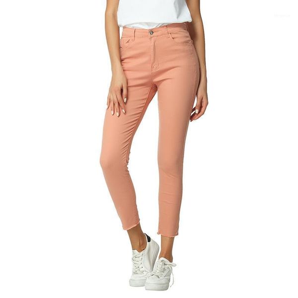 

skinny jeans woman high waist colorful jeans plus size 2020 spring summer ankle length pencil pants plus size1, Blue