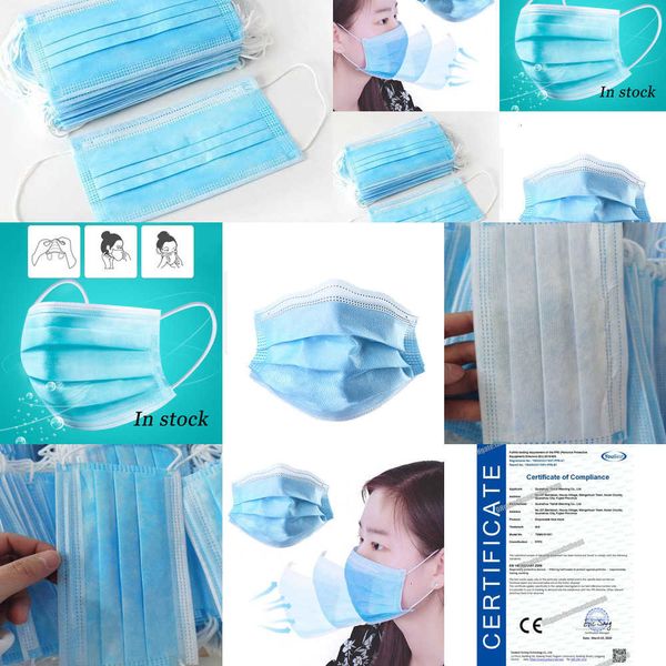 

3-ply nonwoven profession 50pcs pm2.5 disposable face masks elastic mouth soft breathable flu h ipofipof ure1