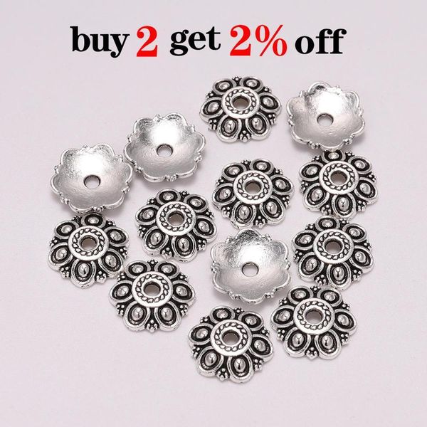 

20pcs lot 12mm 6 petals hollowed flower loose sparer end bead caps for diy jewelry making finding earrings accessories wholesale h jllxsi, Silver