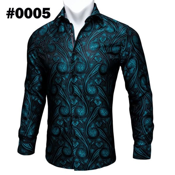 

barry.wang teal paisley floral silk shirts men autumn long sleeve casual flower shirts for men designer fit dress shirt bcy-05 c1222, White;black
