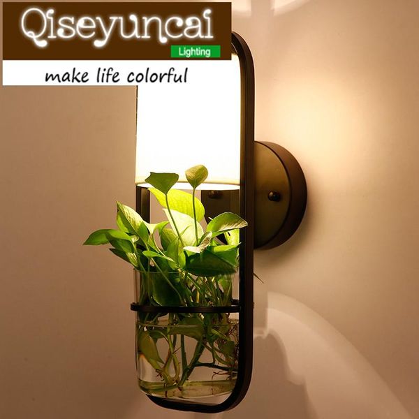 

wall lamp qiseyuncai american minimalist creative potted plant glass bed room dining hall tv decoration