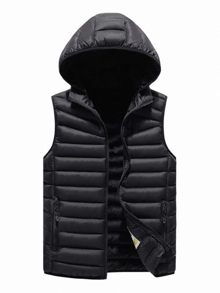 

men zip pocket hooded vest jacket i7xt#, Black;brown