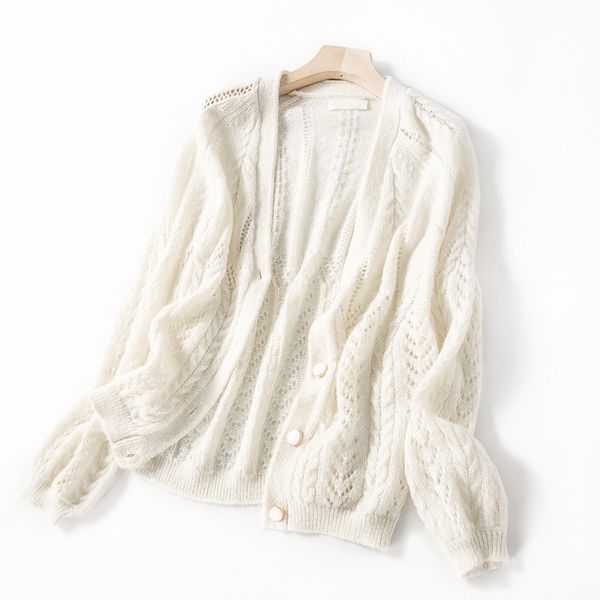 

2021 new mohair wool cardigan sweater low-cut v luxury designer woman vintage clothes kn24, White;black