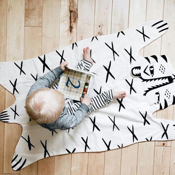

ins fashion baby kids child game mat heirloom bear tiger blanket animal carpet ,warm play mats 100% cotton gift