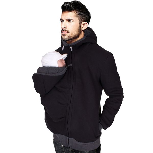 

brand men's hoodie sweatshirt cardigan multi-function kangaroo dad casual jacket clothing kg-243, Black