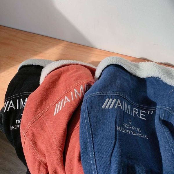 

boys' new children's winter denim plush lapel baby et warm cardigan okp7, Black