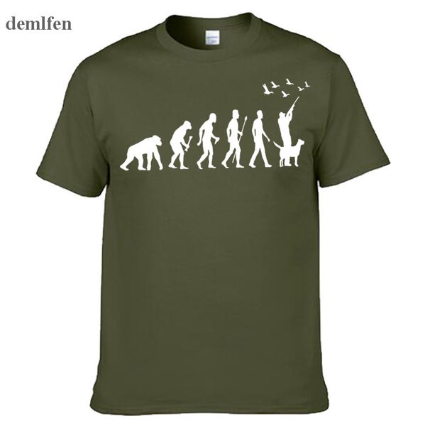 

summer funny hunt evolution hunter with dog duck t-shirt men's casual cotton printed t shirt short sleeve tees kg-345, White;black