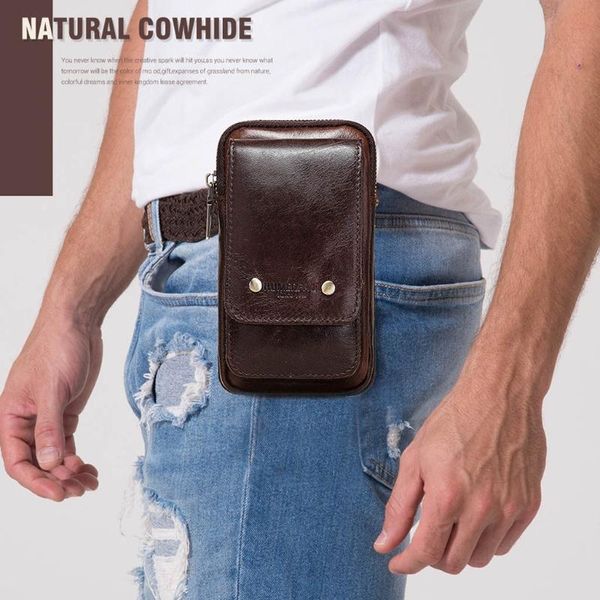 

waist bags leather vertical men belt bag phone wallet cellphone loop holster x7ya