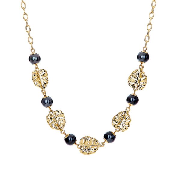 

necklace of geometric fashion jewelry pendant branches and leaves pattern gold plated hawaiian pearl necklace for women, Silver