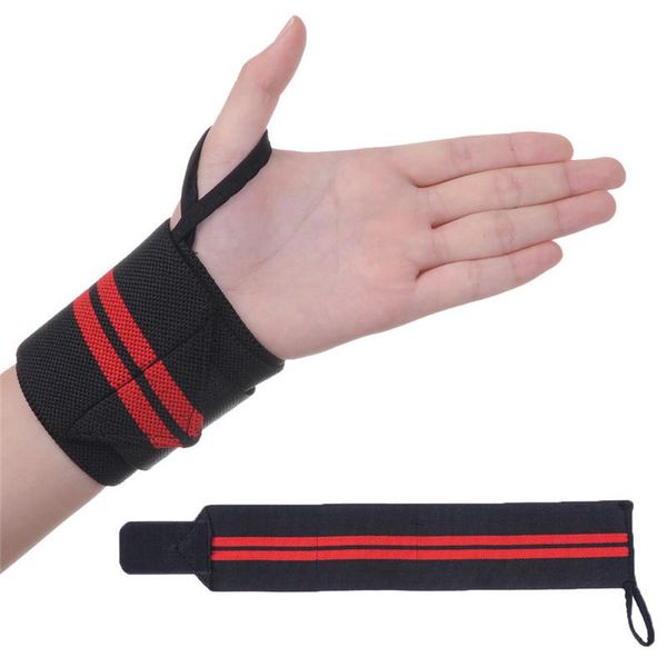 

2pcs thumb loop wrist wrap exercise support & protection muscles sports bundled strap training wristband kg-608, Black;red