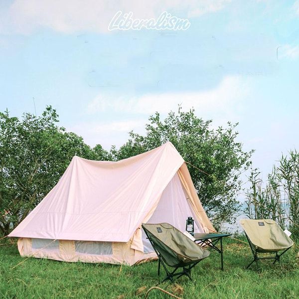 

tents and shelters outdoor luxury nordic retro hut camp light cotton technology lightweight tent/aluminum pole 4-5persons family tent