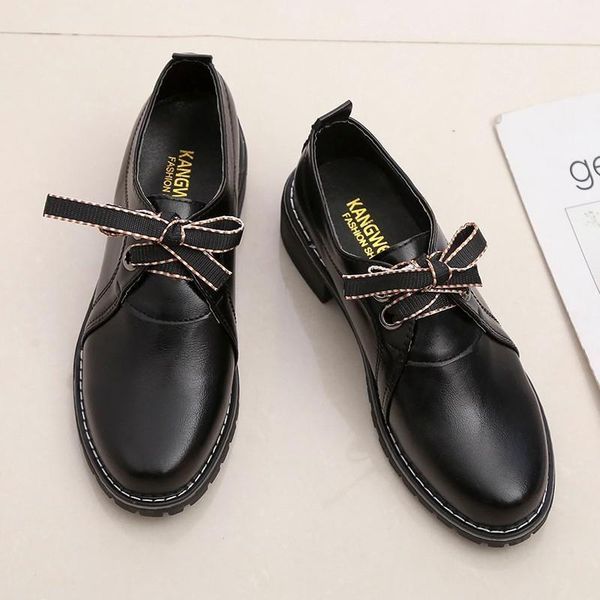 

casual shoes elegant lace big head creamy-white retro shoes zapatos mujer women's single british wind student u18-601, Black