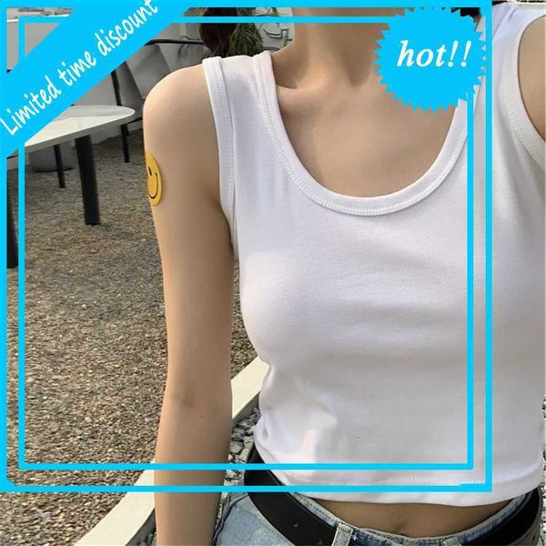 

2021 summer slim render short women mouwlless u crop tank solid black/white crop vest tube 6 color