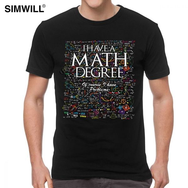 

sport i have mathematics degree of course i have problems t shirt classic soft cotton t-shirt for men short sleeves crew neck math tee