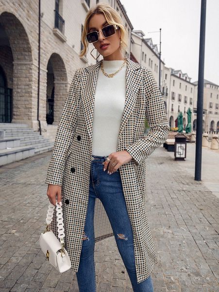 

plaid double breasted blazer e0yi#, White;black