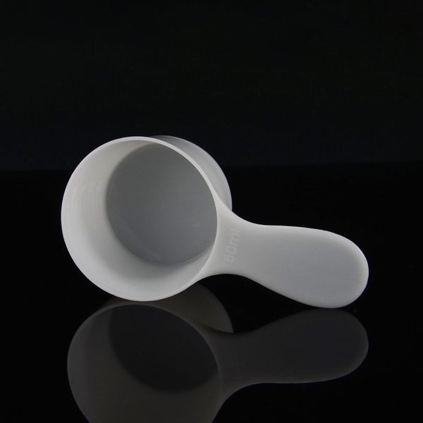 Misurino in plastica da 50 ml Cucchiaio da 25 grammi Cucchiaio da caffè in polvere da 25 g Cucchiai dosatori per caffè Utensili da cucina Bianco DH9780