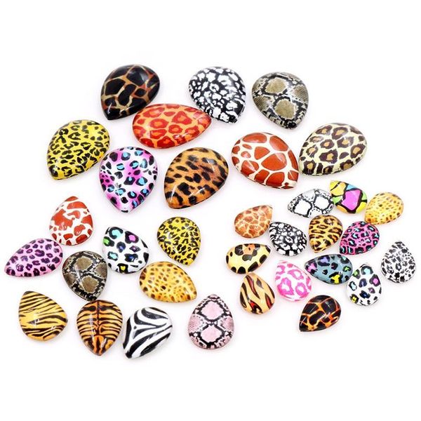 

8mm-25mm drop oval round leopard print mix random cabochons fit retro fashion cabochon base for bracelet e bbyyen, Black