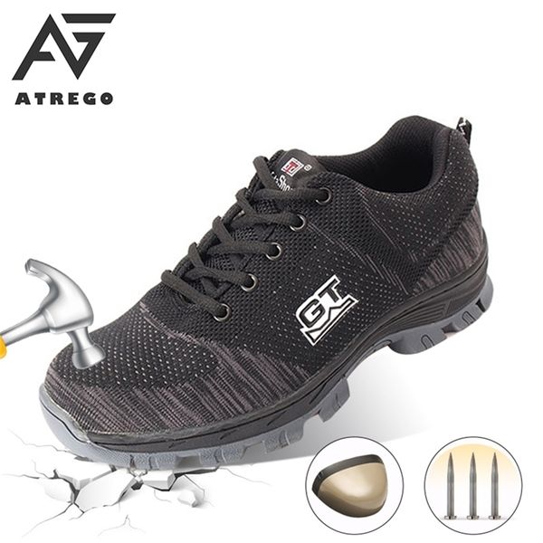 

atrego men and women steel toe air safety boots puncture-proof hiking work sneaker lightweight breathable shoes y200915, Black;brown