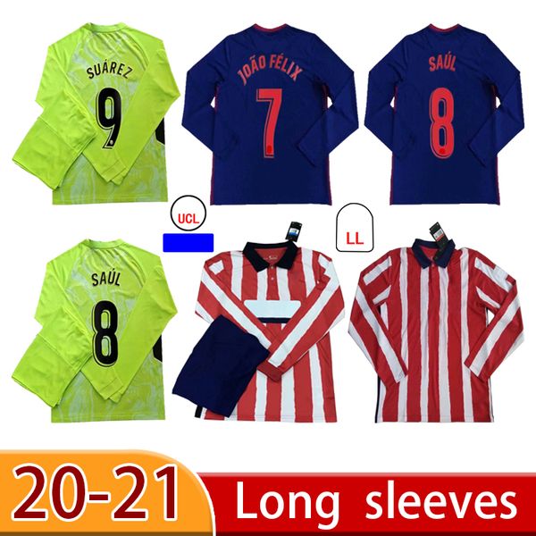 

customized long sleeve joao felix soccer jerseys 2020 2021 saul morata felipe h.herrera camisetas de fÃºtbo suarez correa football shirt, Black;yellow
