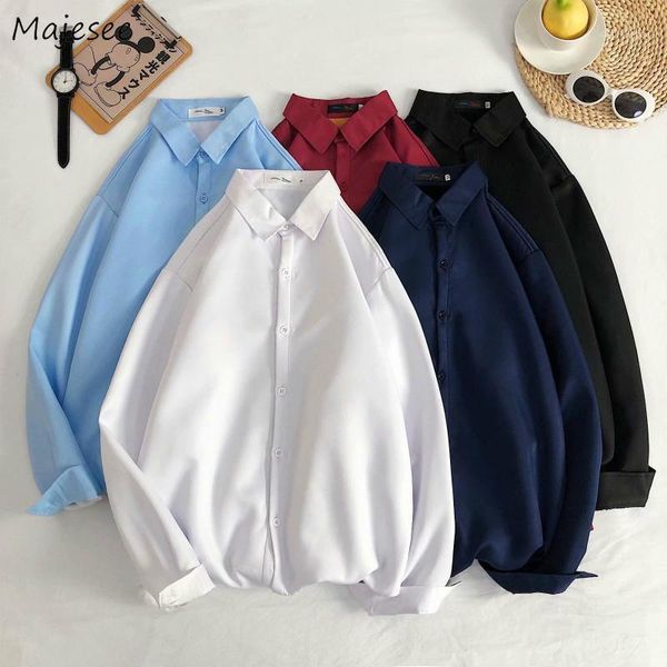 

men shirts plus velvet solid single breasted turn-down collar long sleeve autumn winter underwear simple basic shirt all-match1, White;black