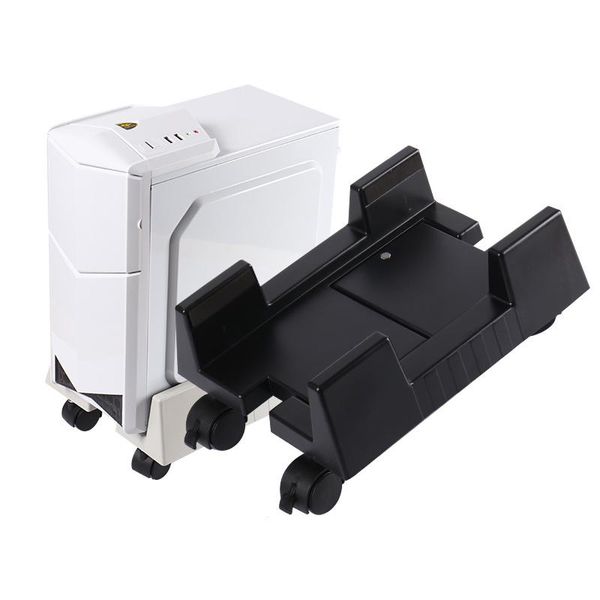 

hooks & rails universal computer cpu stand base with wheels case pc towers bracket heatsink holder rack tray office home organizer