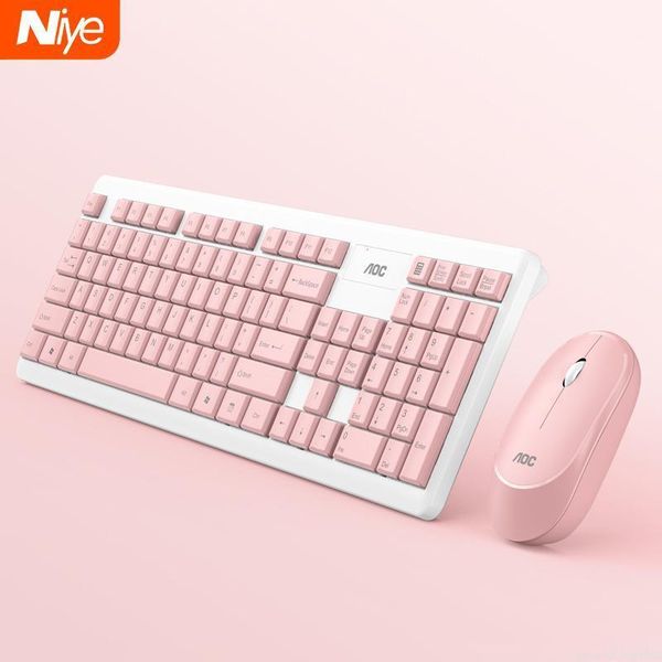 

keyboard mouse combos pink wireless and combo usb 2.4ghz keyboards set for windows linux keycap office game accessories1