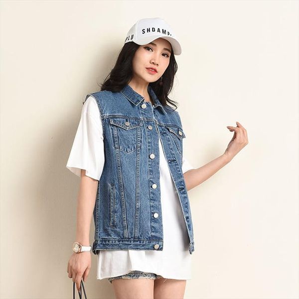 

plus size vest for woman sleeveless denim vest coat oversized washed vintage jeans jacket womens vests winter outerwear coat 6xl, Black;white