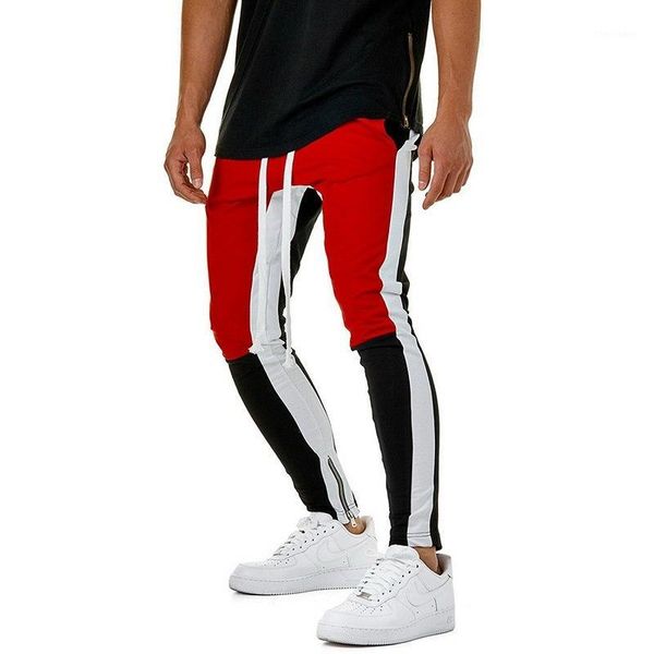 

men's pants litthing 2021 men skinny sport pant bodybuilding sportwear bottom male casual drawstring patchwork trousers streetwear plus, Black