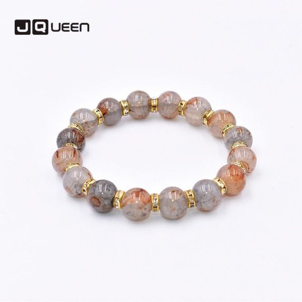 

charm bracelets 2021 glass imitation natural cracked stone bracelet artificial shiny crystal simple style beaded, Golden;silver