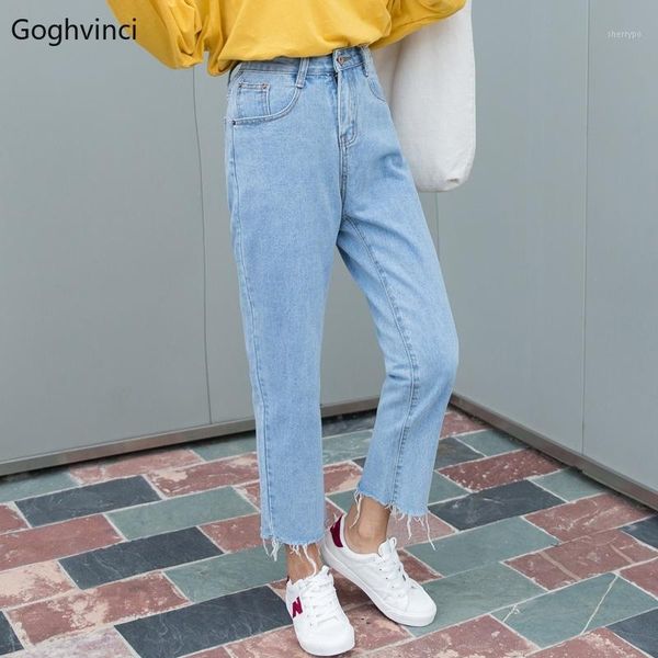 

jeans women chic new spring autumn new straight ankle-length denim womens harajuku leisure loose all-match students1, Blue