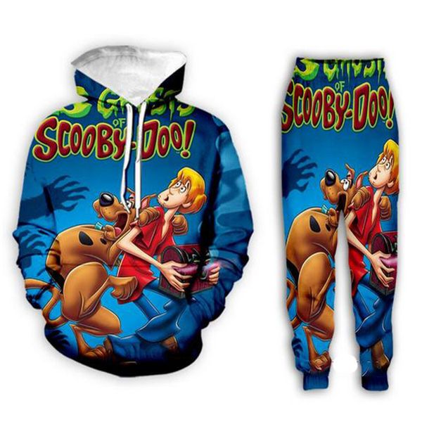

2021 new men/womens scooby doo 3d print fashion tracksuits crewneck hip hop sweatshirt and pants + hoodies xk016, Gray