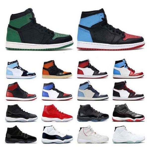 

double box 1 basketball shoes men women 1s obsidian royal black toe unc 4s white cement 11s concord outdoor mens sports sneakers 36-47, White;red