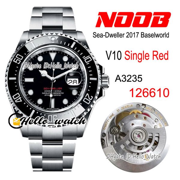 

2021 43mm new n v10 a3235 automatic mens watch sea-dweller single red 126600 black dial edition 904l steel bracelet 2017 hello_watch, Slivery;brown