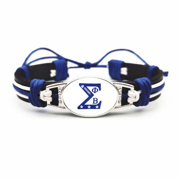 

wholesale 10pcs/lot glass phi beta sigma fraternity charm genuine leather bracelets & bangles for man woman, Golden;silver