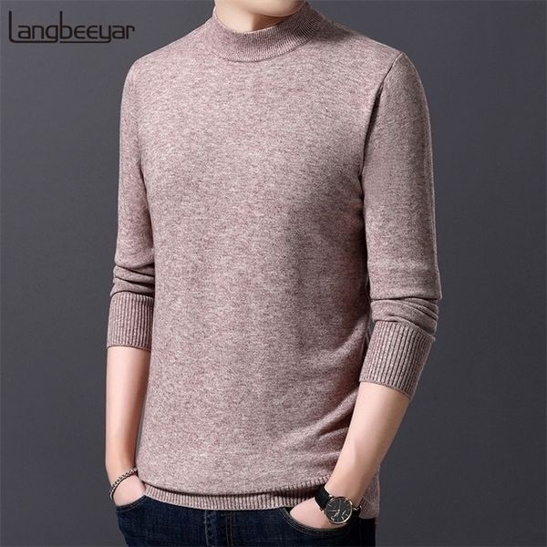 

new fashion brand sweater for mens pullovers half turtleneck slim fit jumpers knitwea korean style casual clothing male 201201, White;black