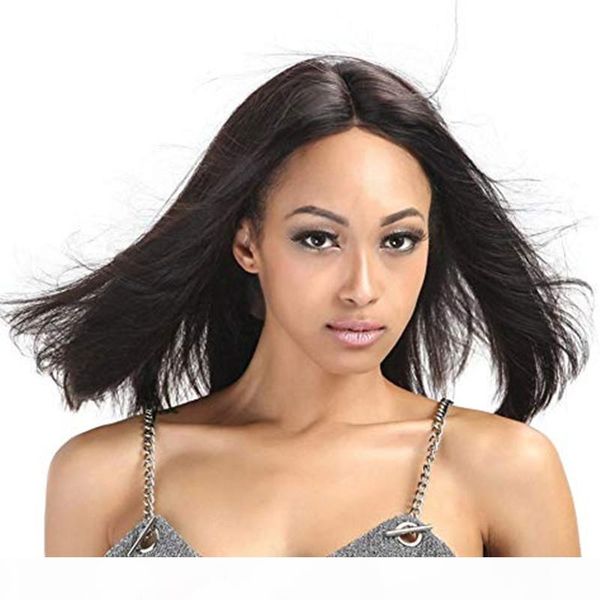 

short bob human hair wigs for black women lace front pre plucked with baby hair 150% density, Black;brown