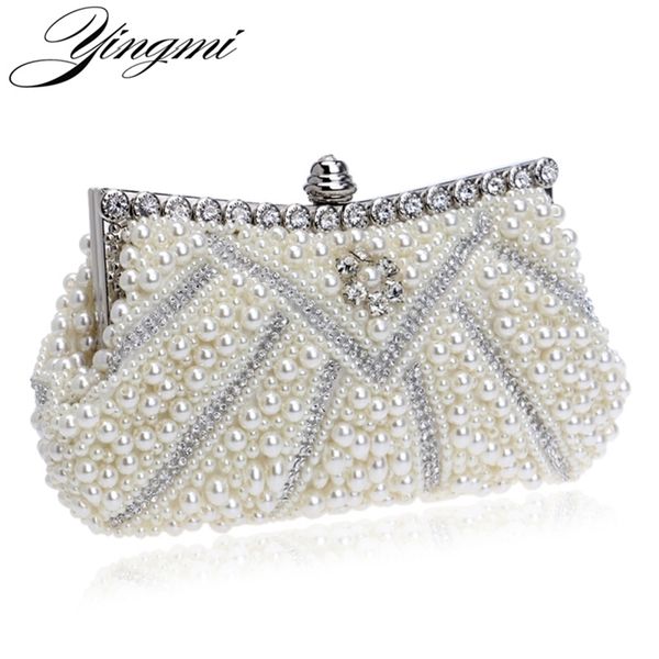 

yingmi new women evening bags handmade beaded diamonds soft shell design day clutches for wedding/party/dinner purse y201224