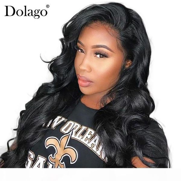 

200% density body wave wig 360 lace frontal wig with baby hair pre plucekd brazilian full ending lace front human hair wigs, Black;brown