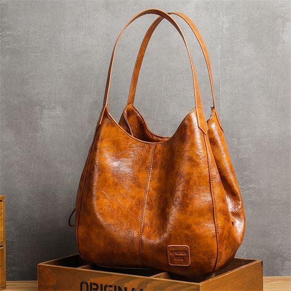 

casual women handbag purse large capacity tote lady vintage hobo soft patchwork shoulder bag brown c1009