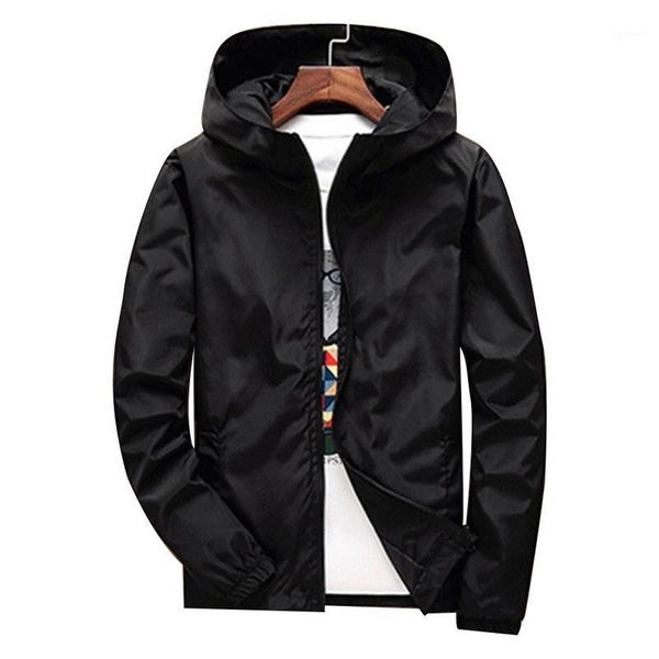 

heflashor spring jacket men casual solid windbreaker zipper thin hooded coat outwear male windbreakers plus size 6xl 7xl1, Black;brown