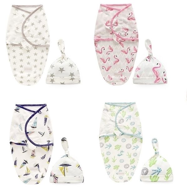 

baby swaddle blanket cap newborn cocoon wrap cotton swaddling bag baby envelope sleep sack bedding size l s y200109