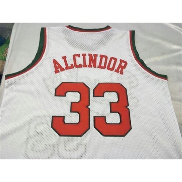 

age men 1973-74 lew alcindor #33 real full embroidery college basketball jersey size s-4xl or custom any name or number jersey, Black