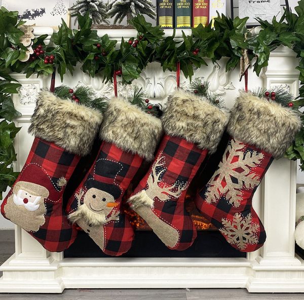Os últimos tamanho 46.5CM, material não-tecido, decorações de Natal, meias de Natal, Papai Noel, boneco de neve, meias doces, frete grátis
