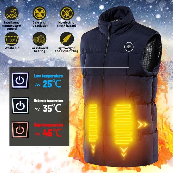 

men's outdoor usb infrared heating vest jacket winter electric heating warm clothing sports vest, Gray;blue