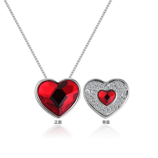 

cb2118 creative and fashionable dual-purpose heart-shaped pendant crystal necklace, Silver