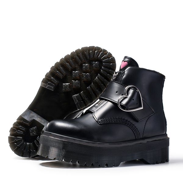 

fashion black buckle zipper short ankle booties women genuine leather motorcyle boots big size 35-41